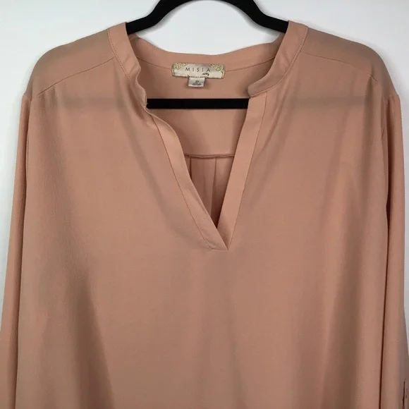🌻💥NWT Misia Curvy Size 2X Blouse V-Neck Long 3/4 Rolled Sleeves Orange Peach - Picture 3 of 9